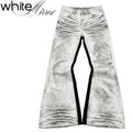 WHITE WHISKER FLARED JEANS