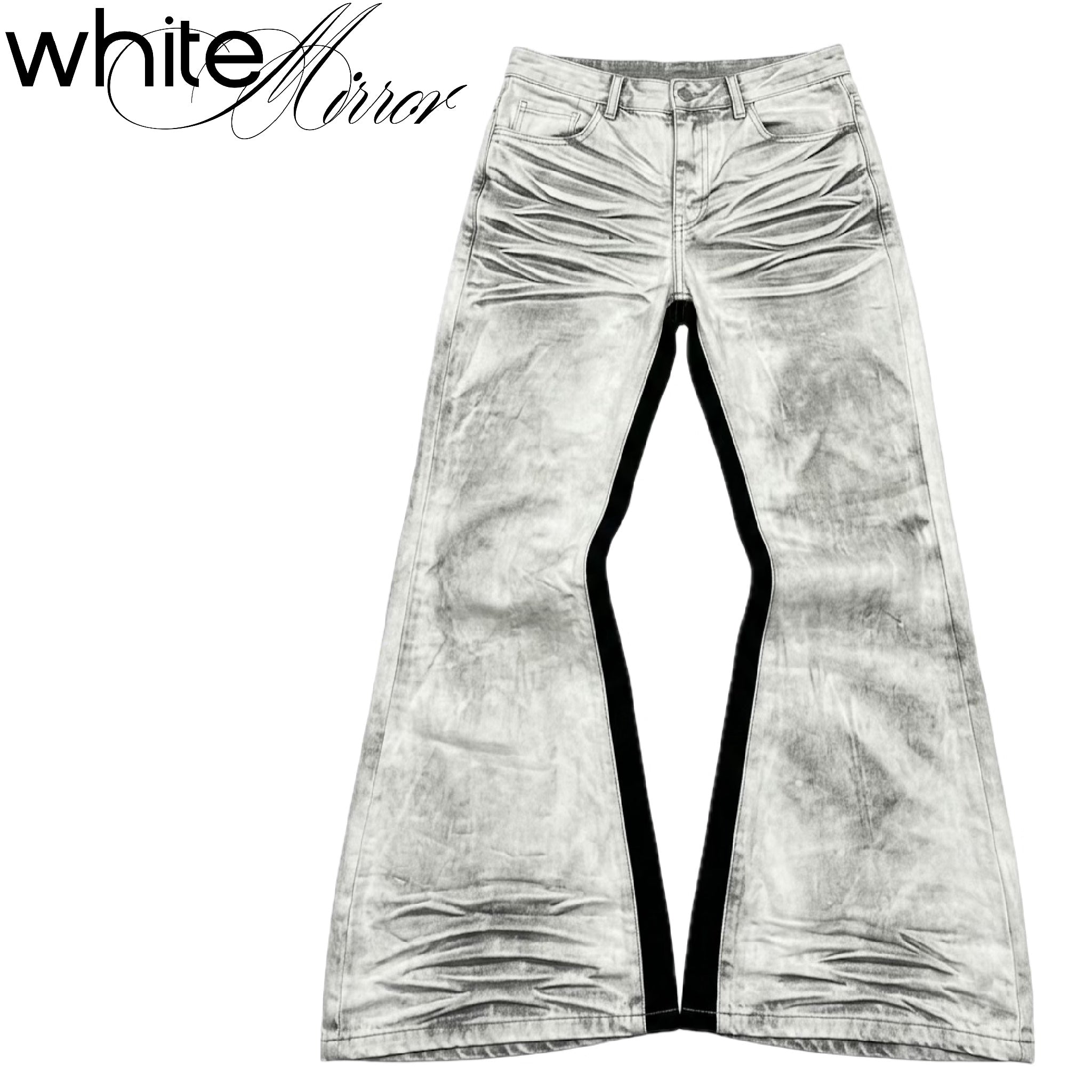 WHITE WHISKER FLARED JEANS