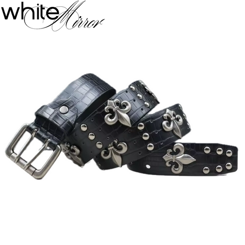 EMBOSSED ALLIGATOR STUDDED BELT