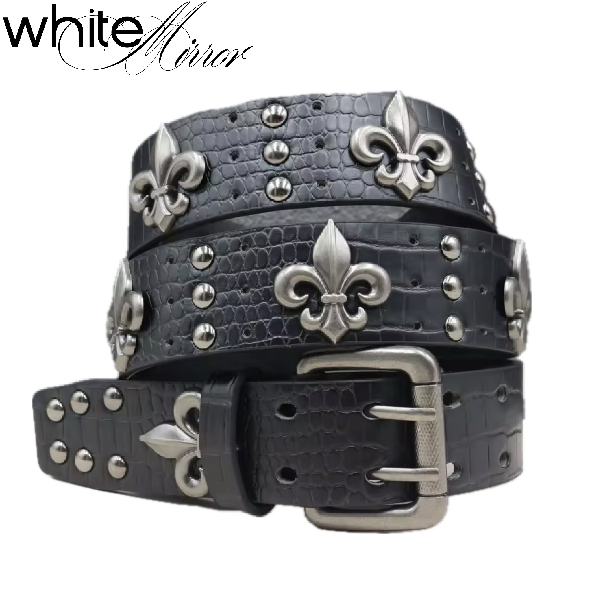 EMBOSSED ALLIGATOR STUDDED BELT